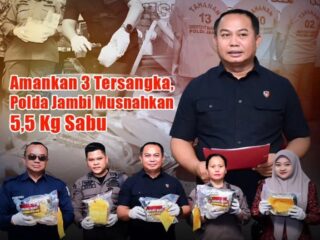 5,5 Kg Sabu Dimusnahkan, Polda Jambi Bongkar Jaringan Riau-Jambi