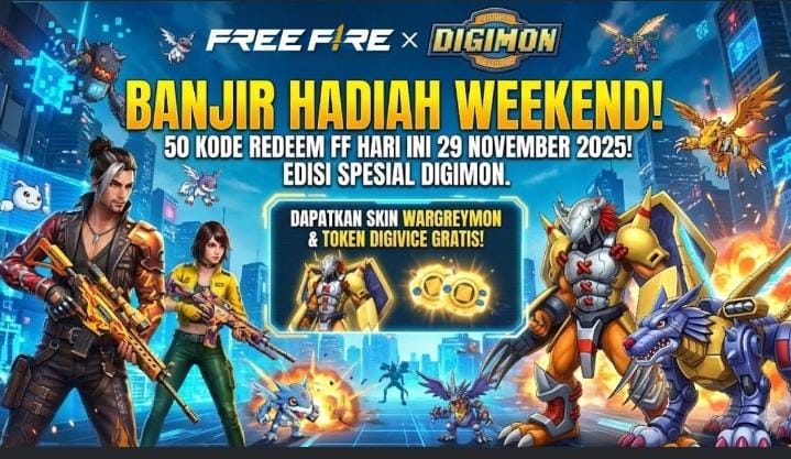 Update 50 Kode Redeem FF Hari Ini, Event Digimon