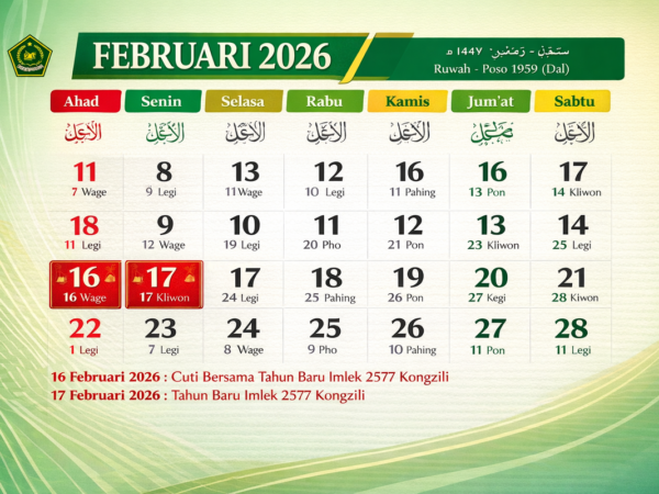 Kalender Februari 2026 Lengkap: Tanggal Merah Imlek & Persiapan Ramadan 1447 H