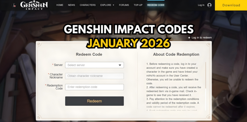 Kode Redeem Genshin Impact Terbaru 28 Januari 2026, Klaim Primogem Gratis