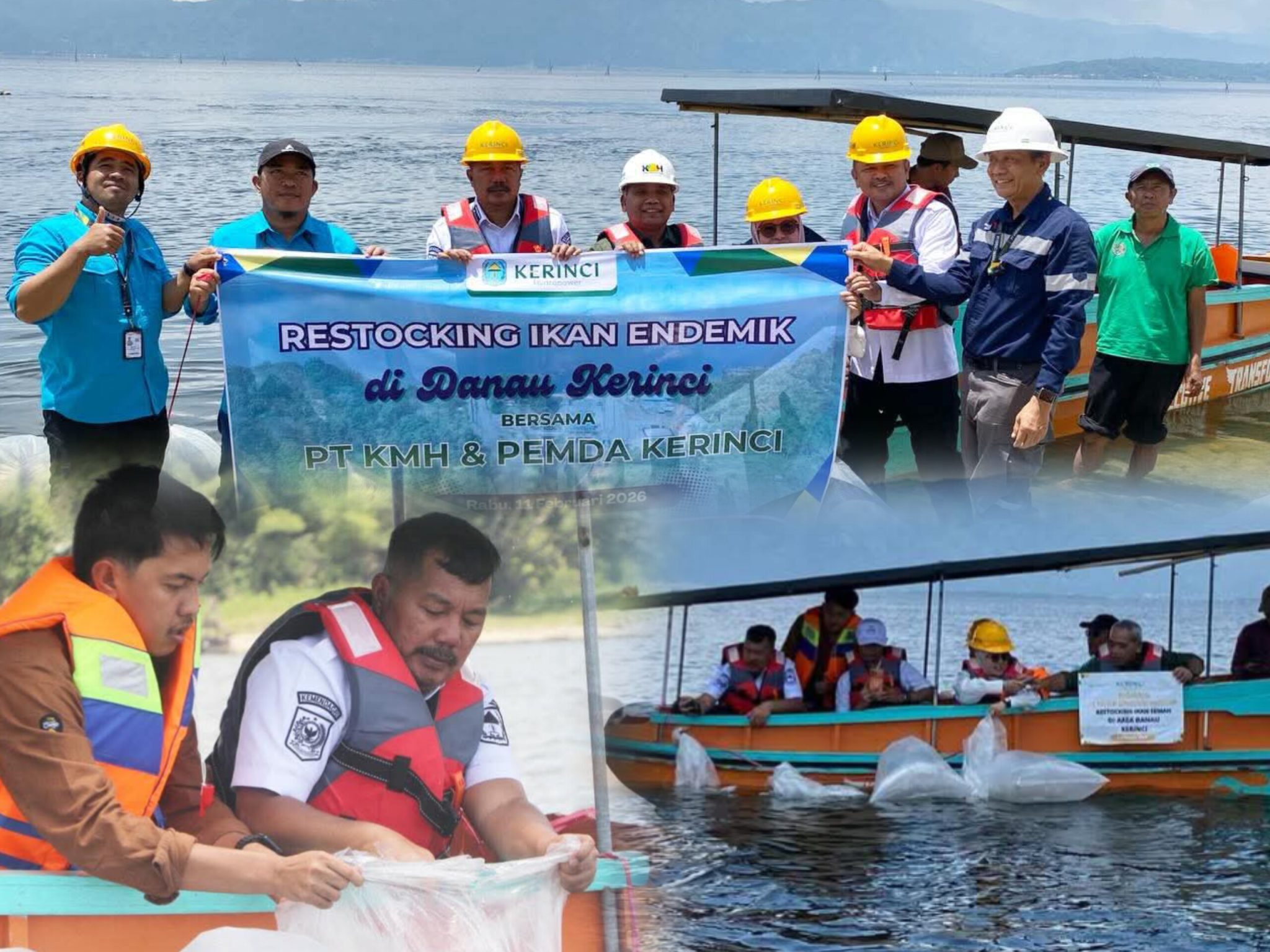 Bupati Monadi Bersama PT KMH Restocking Ikan Endemik di Danau Kerinci