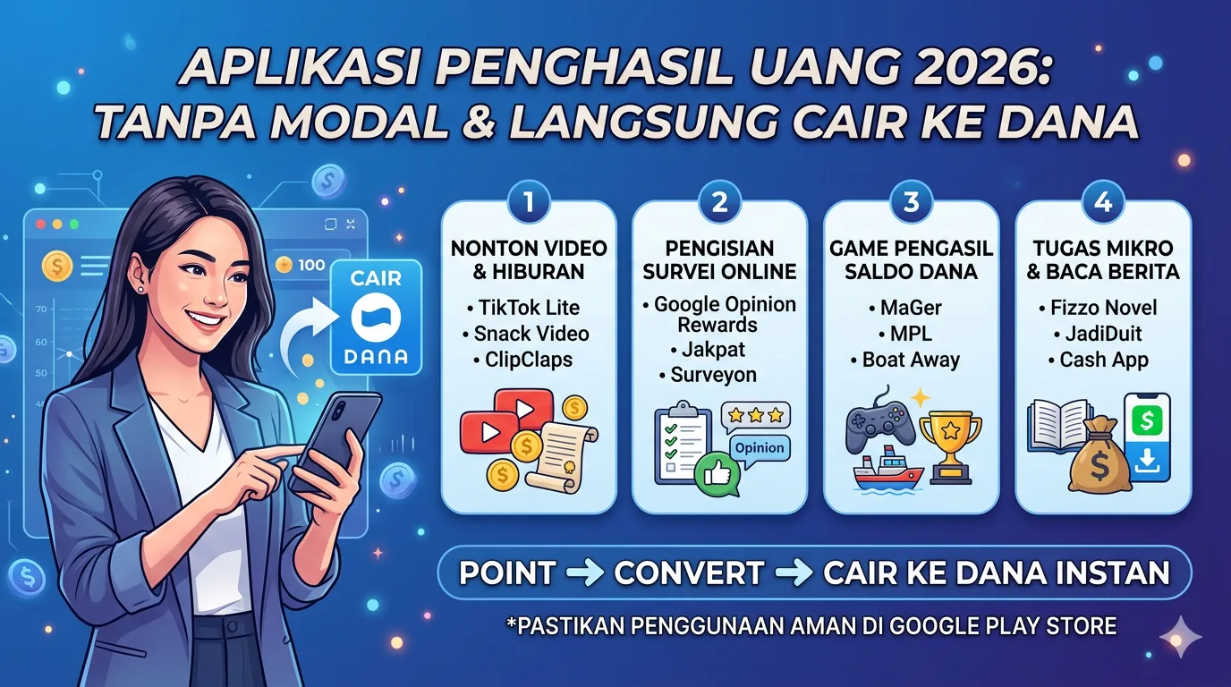 15 Aplikasi Penghasil Uang 2026 Tanpa Modal, Langsung Cair ke DANA