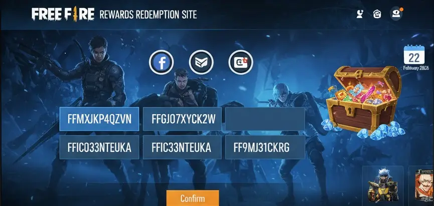 Kode Redeem Free Fire Terbaru 22 Februari 2026, Dapatkan Skin & Emote Gratis