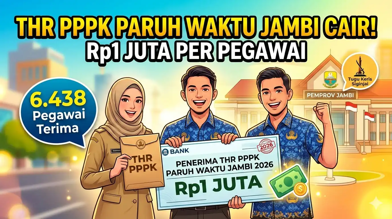 THR PPPK Paruh Waktu Jambi 2026 Cair Rp1 Juta, 6.438 Pegawai Terima