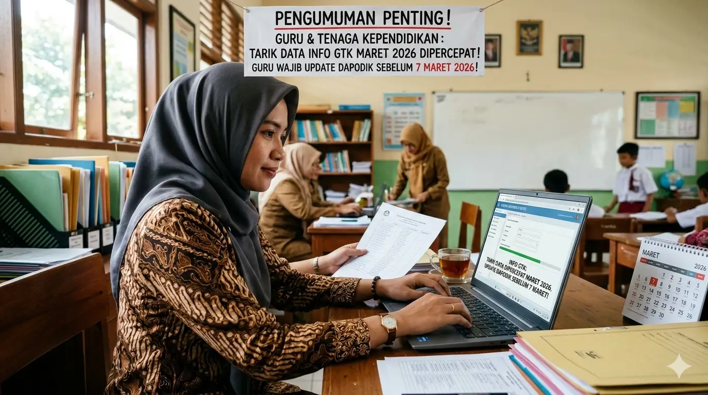 Tarik Data Info GTK Maret 2026 Dipercepat, Guru Wajib Update Dapodik Sebelum 7 Maret