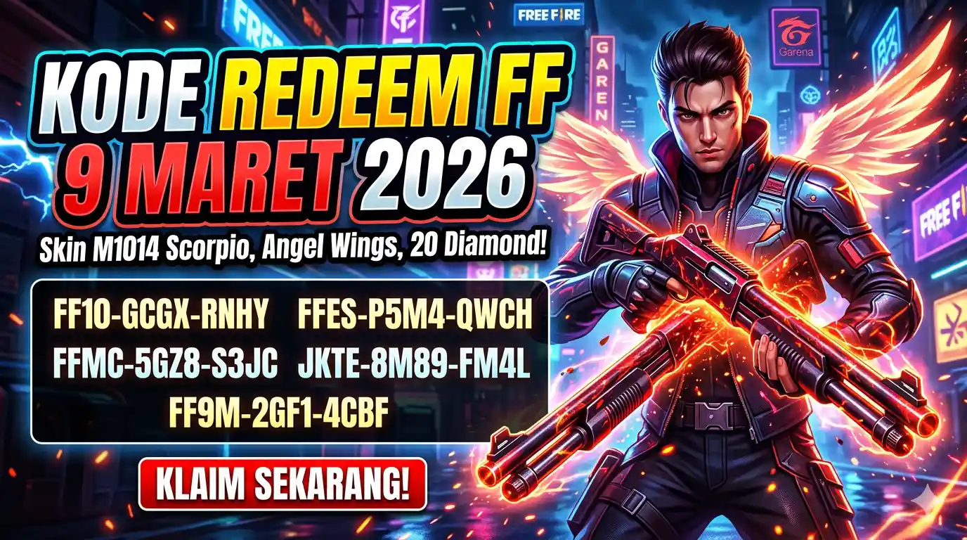 Kode Redeem FF 9 Maret 2026: Klaim Skin, Diamond, Emote Gratis Hari Ini