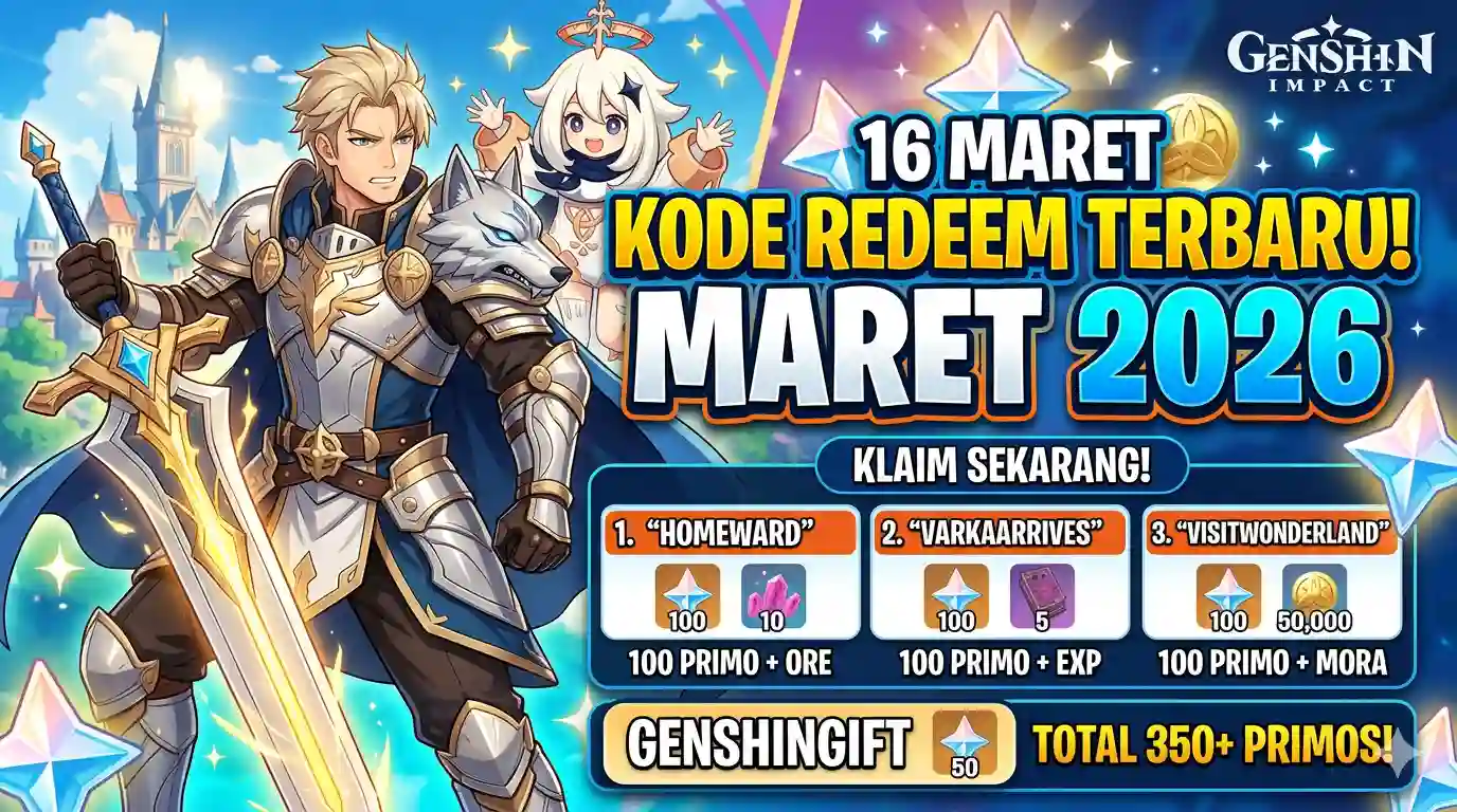 Kode Redeem Genshin Impact 16 Maret 2026: Klaim Primogems Gratis Hari Ini