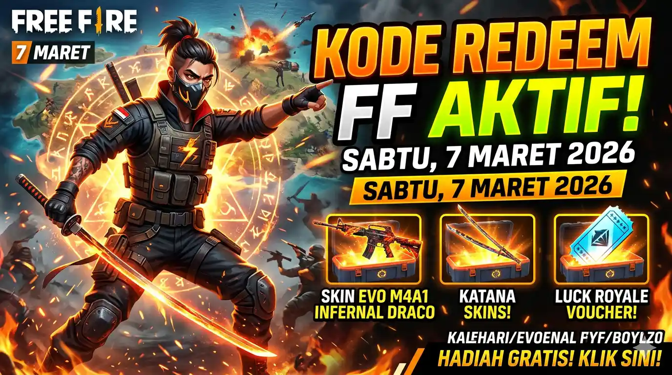 Kode Redeem FF 7 Maret 2026