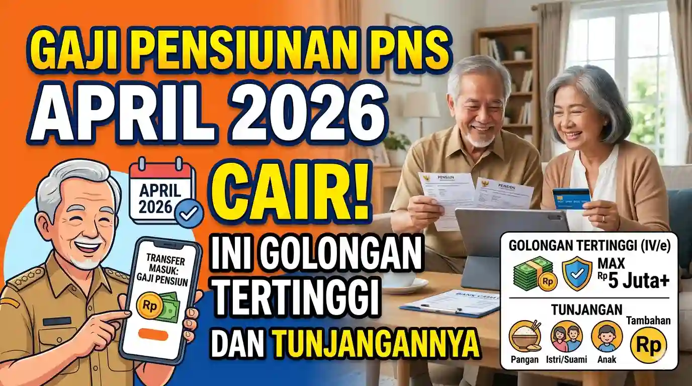 Gaji Pensiunan PNS April 2026 Cair, Ini Golongan Tertinggi dan Tunjangannya