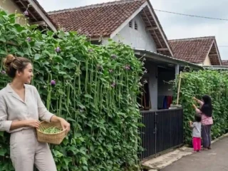 7 Inspirasi Kebun Kacang Panjang di Pagar Bambu, Pekarangan Jadi Rimbun