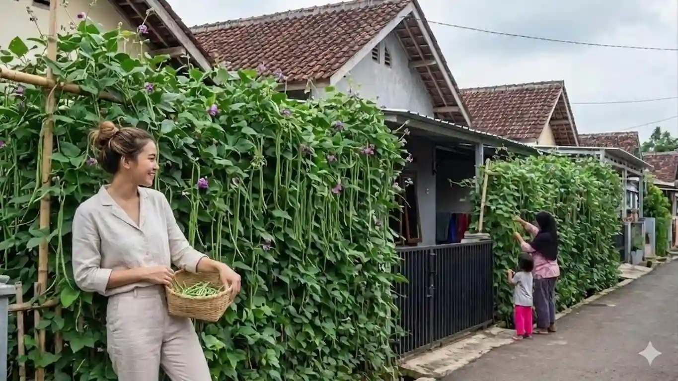 7 Inspirasi Kebun Kacang Panjang di Pagar Bambu, Pekarangan Jadi Rimbun