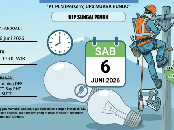 Ini Jadwal Pemadaman Listrik Kerinci dan Sungai Penuh Sabtu 6 Juni 2026