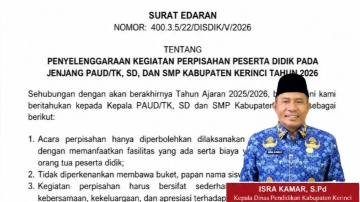 Hapus Budaya Mewah! Pemkab Kerinci Instruksikan Perpisahan Sekolah Sederhana dan Hemat