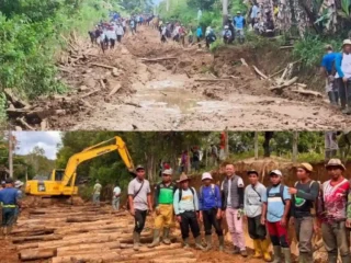 PUPR Kerinci dan Warga Bersatu Perbaiki Jalan Lumpur Jadi Lancar di Renah Pemetik
