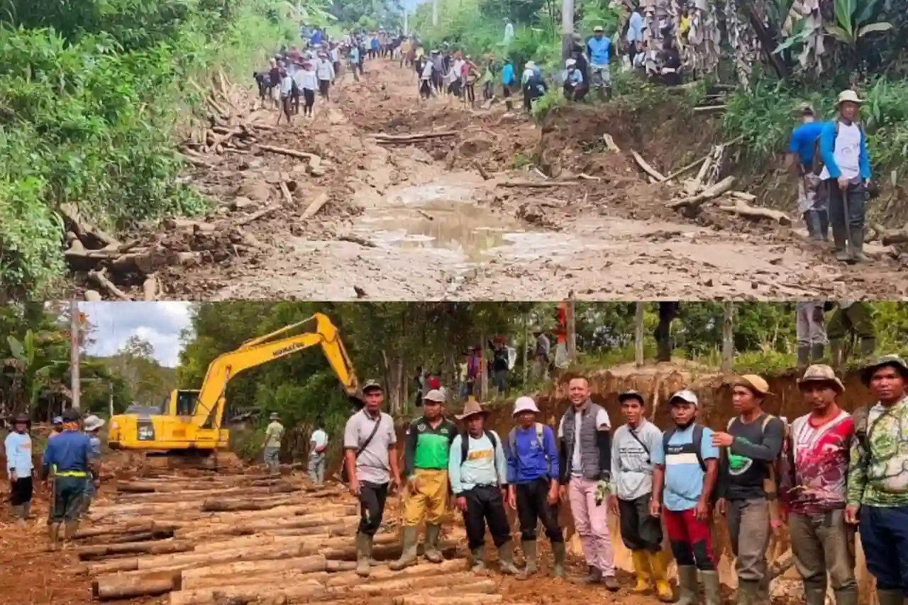 Warga dan PUPR Kerinci Perbaiki Jalan Renah Pemetik