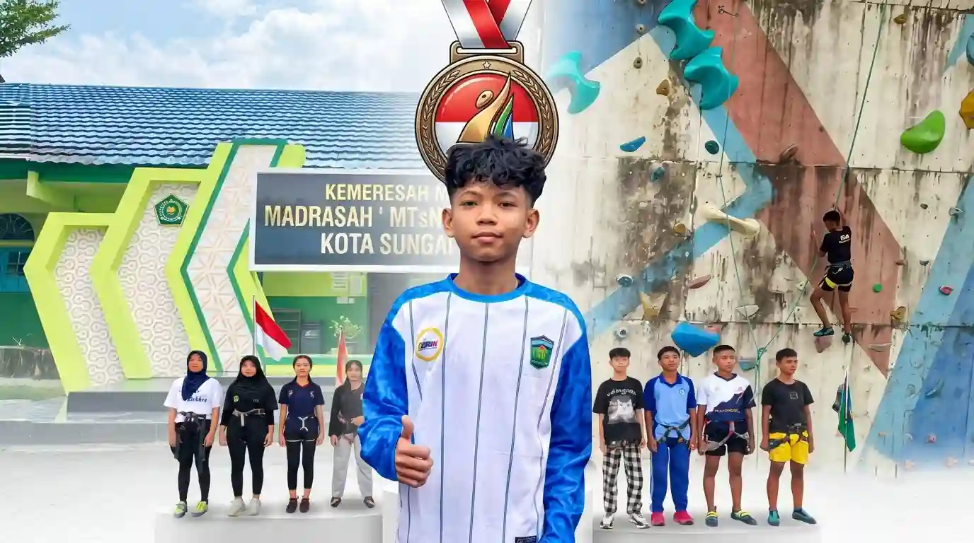Siswa MTsN 1 Sungai Penuh Raih Juara 2 Panjat Tebing O2SN Jambi