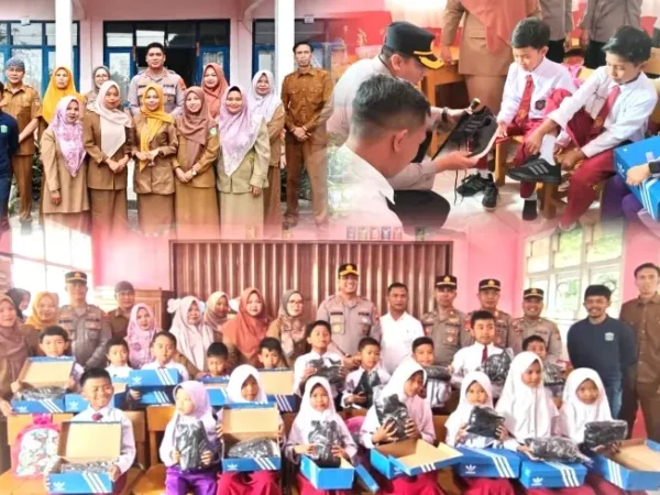 Senyum Bahagia Siswa SDN 023/11 Sungai Penuh Terima Sepatu Baru dari Kapolres Kerinci