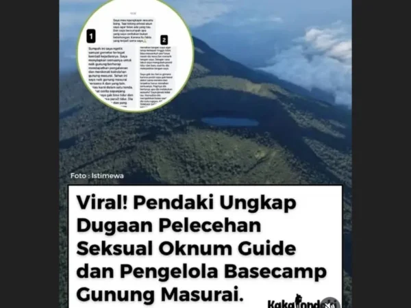 Dugaan Pelecehan di Gunung Masurai Viral, Komunitas Pendaki Desak Usut Tuntas