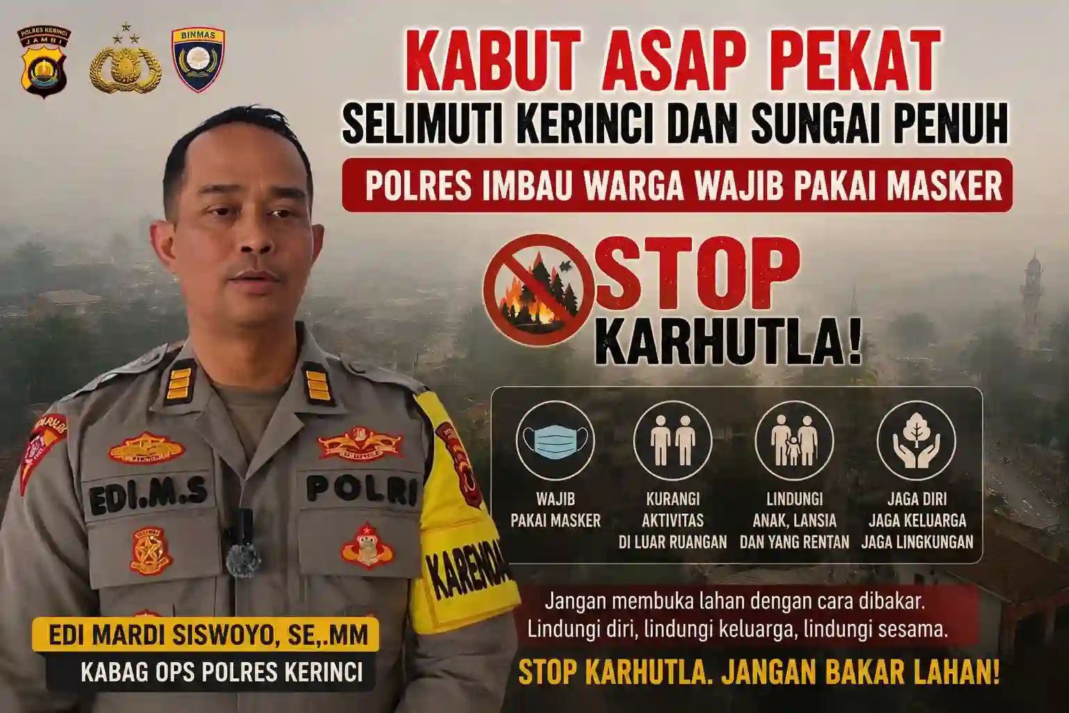 Kabut Asap Makin Pekat Warga Pakai Masker
