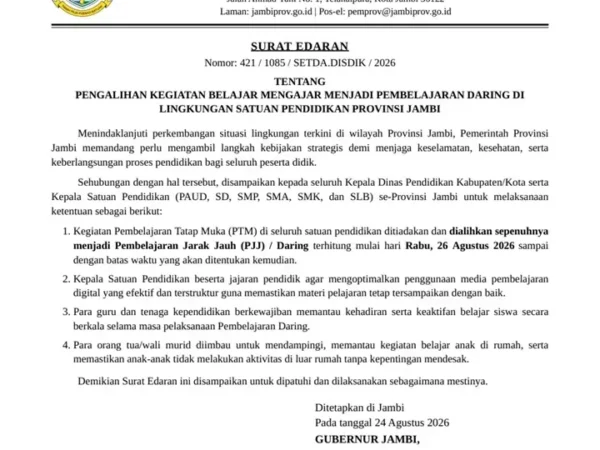 Beredar Surat Daring Palsu Gubernur Jambi, Pemprov Pastikan Hoaks!