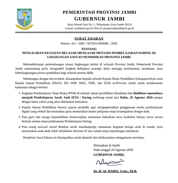 Surat Edaran Palsu Gubernur Jambi