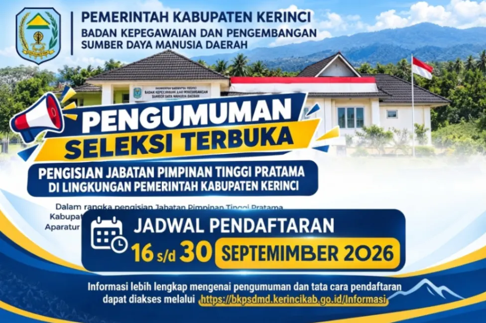 Seleksi Terbuka JPT Kerinci 2026 Dibuka