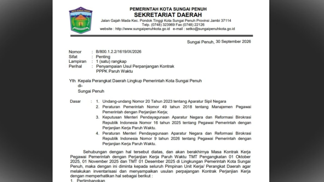 Syarat Perpanjangan Kontrak PPPK Paruh Waktu
