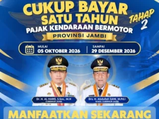 Pemprov Jambi Perpanjang Pemutihan Pajak Kendaraan, Cukup Bayar Pokok 1 Tahun