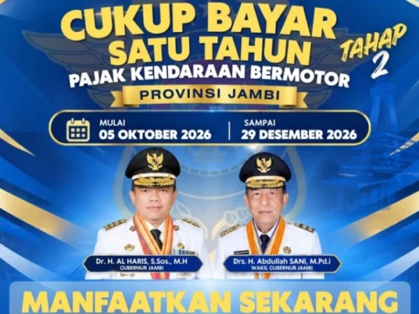 Pemprov Jambi Perpanjang Pemutihan Pajak Kendaraan, Cukup Bayar Pokok 1 Tahun