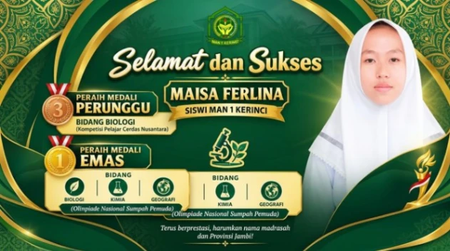 Siswi MAN 1 Kerinci Raih Emas dan Perunggu Olimpiade